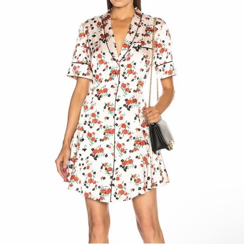 A.L.C. Ruthie Floral Silk Button-Front Mini Dress Size 4 Revolve Pajama Style